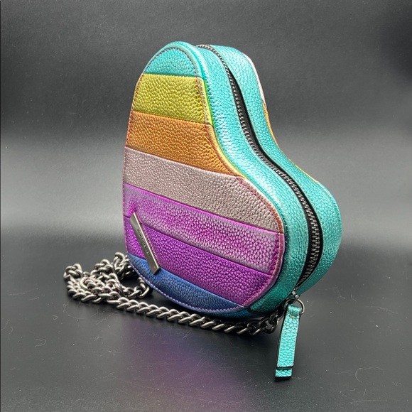 Kurt Geiger Rainbow Striped Heart Crossbody in Multicolor Leather - Picture 5 of 12